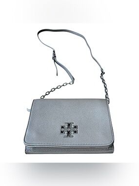 TORY BURCH French Gray “Britten” Combo Crossbody Bag